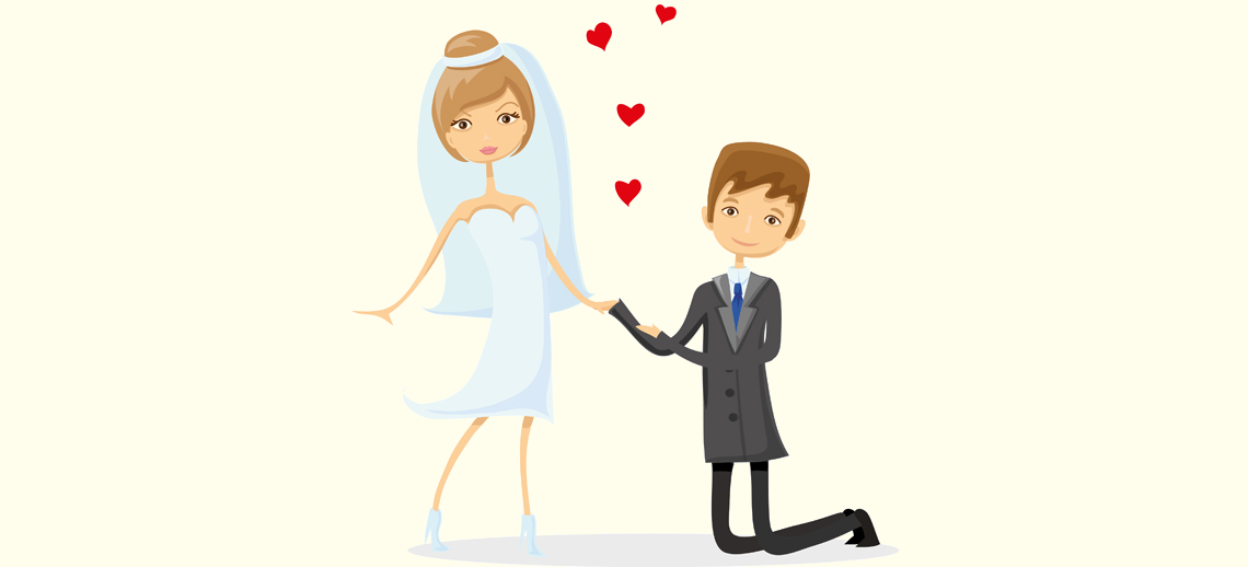 Жених с невестой на свадьбе — вектор