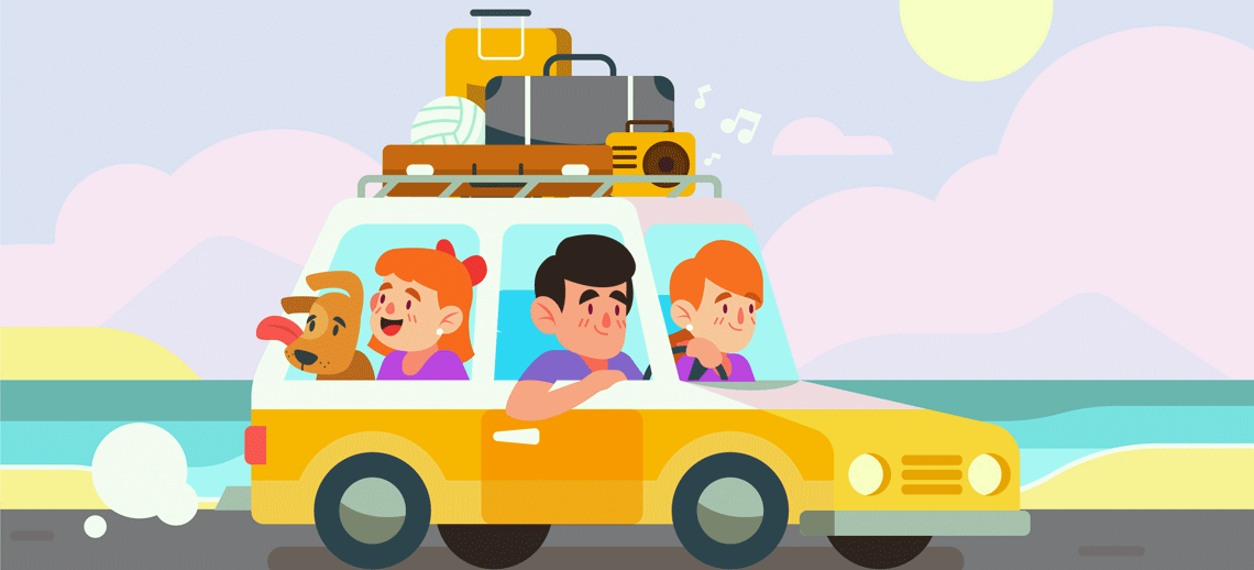Семья едет в автомобиле — векторная картинка