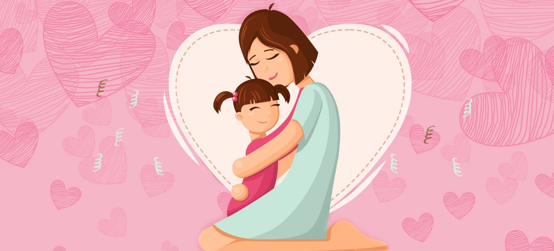 Мама с дочкой — векторная картинка ко Дню матери