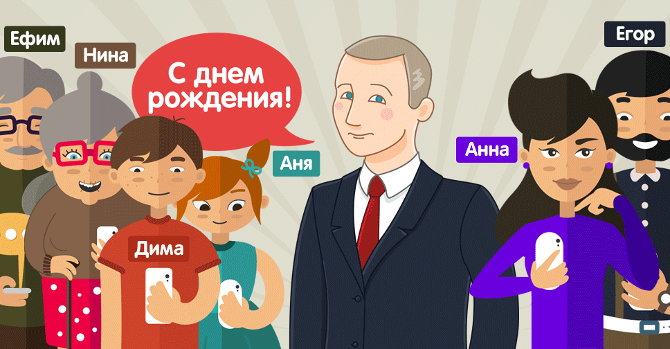 Поздравления от Путина с днем рождения по именам на телефон